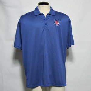 Antiqua Mens Size XL Blue Striped Short Sleeve Polo Shirt with Logo Chicago CUBS